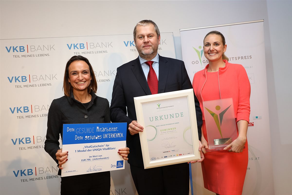 Brau Union Österreich als bester Arbeitgeber der Branche mit Gesundheitspreisen ausgezeichnet