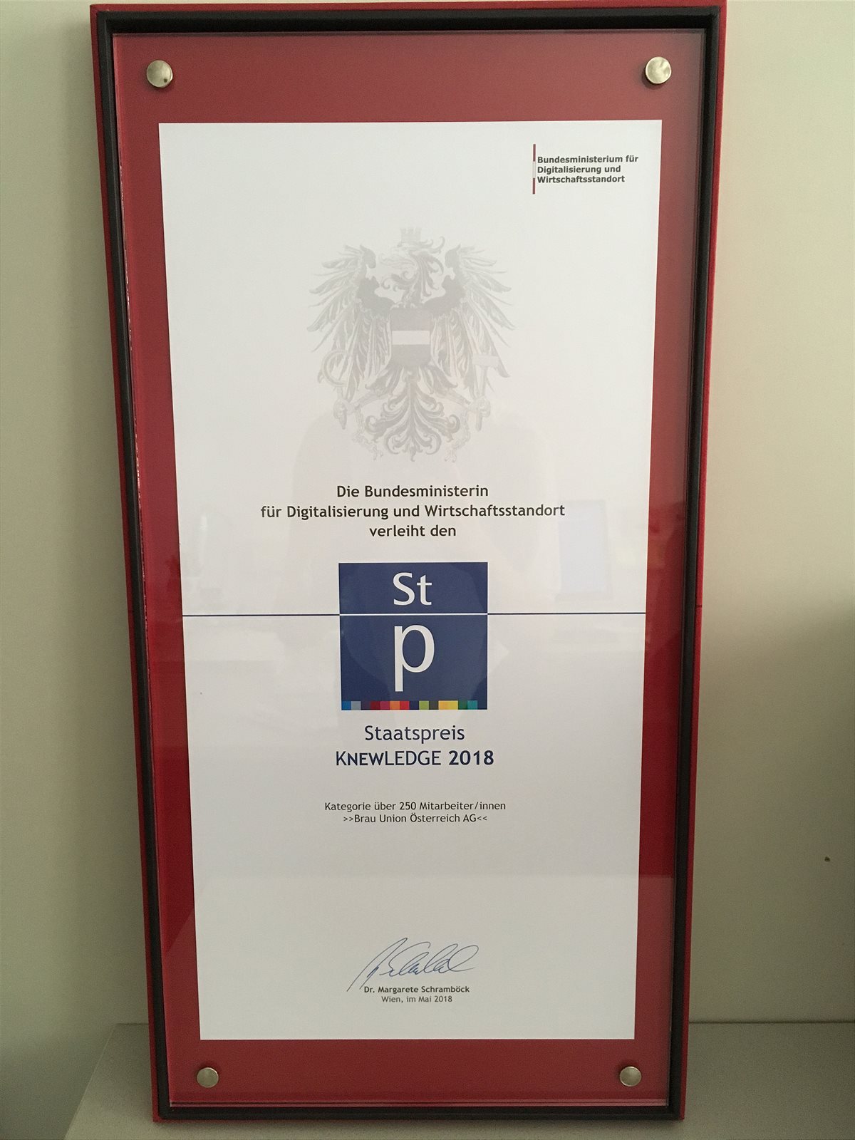 Staatspreis für die Personalentwicklung der Brau Union Österreich