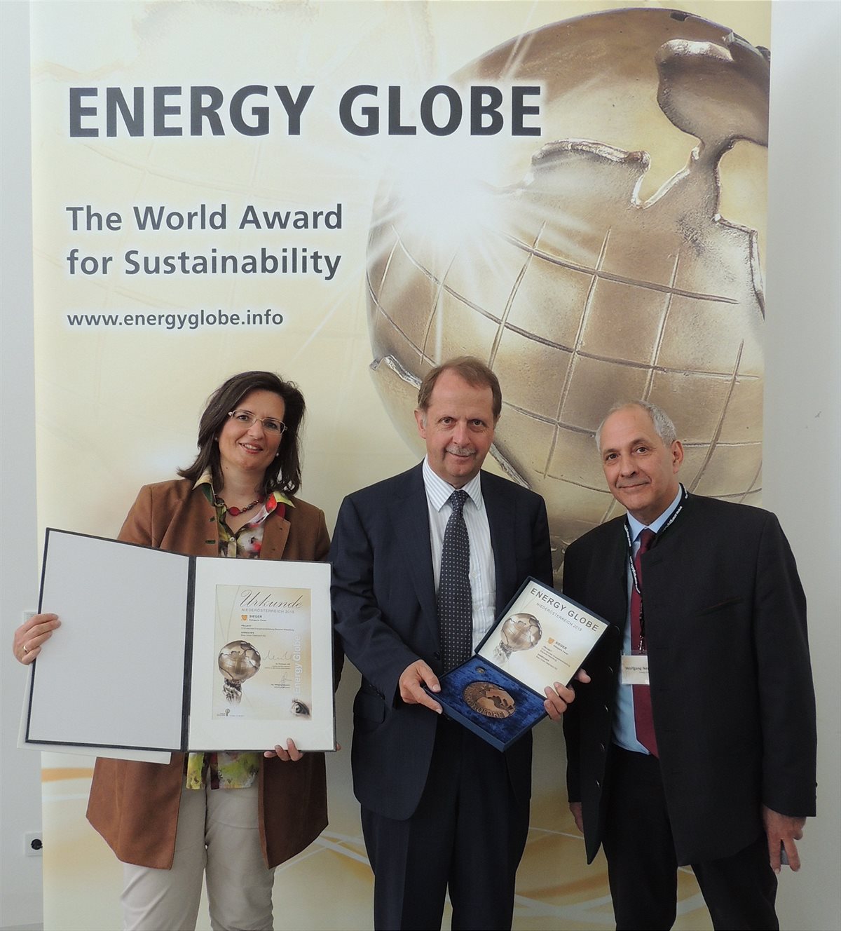 Preisverleihung ENERGY GLOBE NÖ – Kategorie: Feuer; überreicht in der New Design University, Zentrum für Technologie & Design 