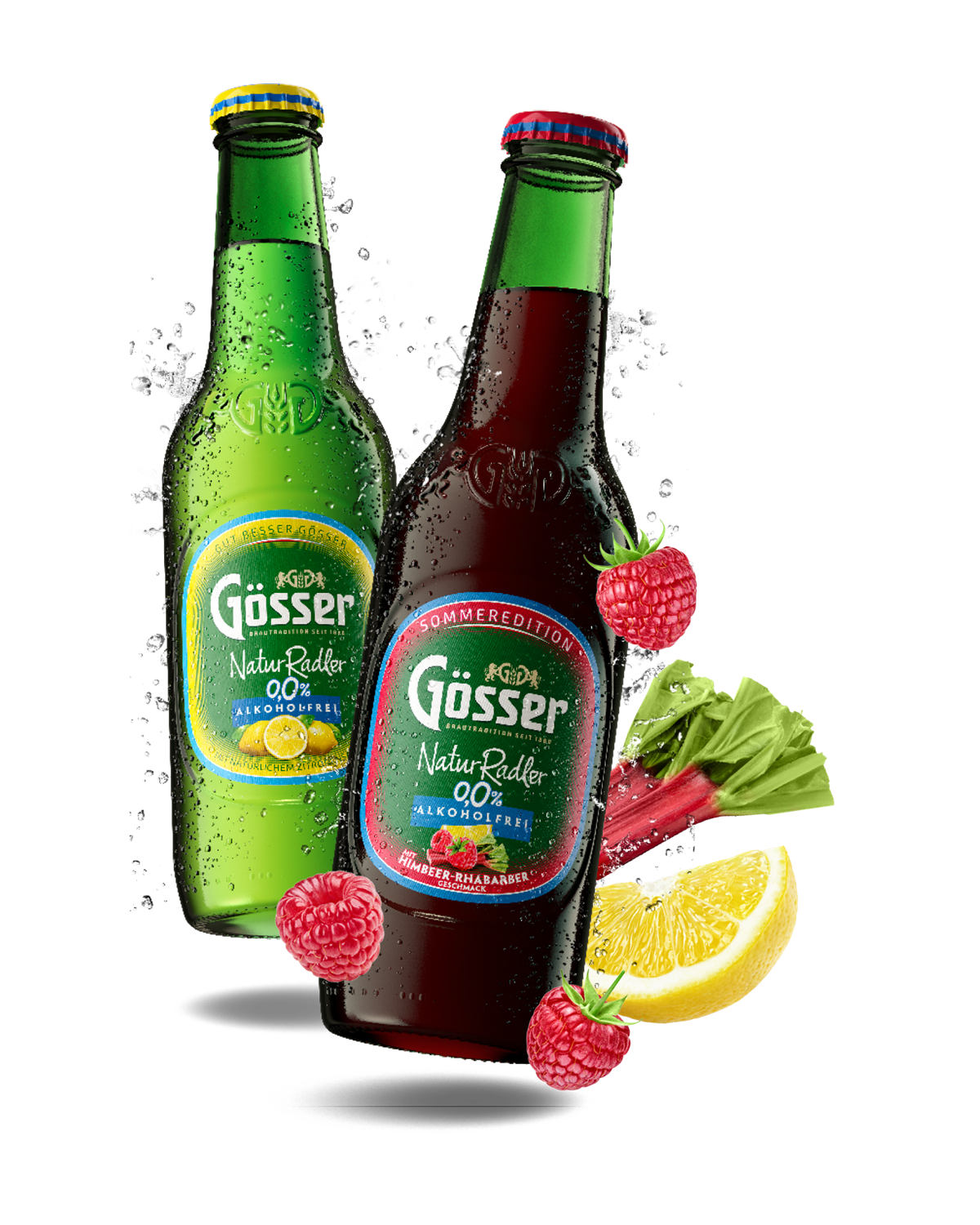 Nur für kurze Zeit ist die neue sommerlich alkoholfreie Erfrischung, der Gösser NaturRadler 0,0 in der Sorte Himbeer-Rhabarber, erhältlich.